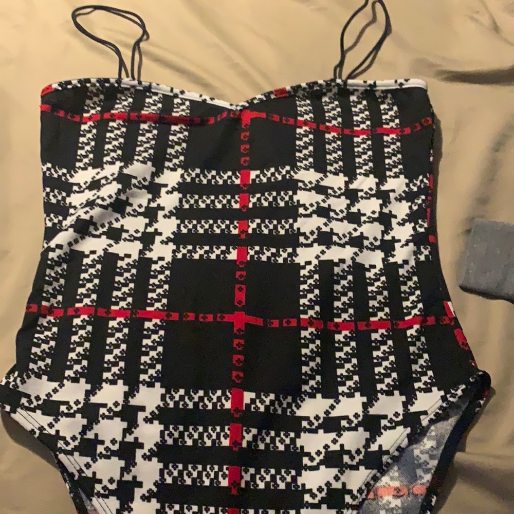 plaid print bodysuit
